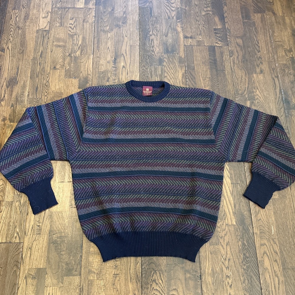 Vintage Nordstrom 100% Merino Wool Sweater  XL – 1990s Era –Multicolor Geometric